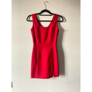 Womens Red Sheath Split Dress